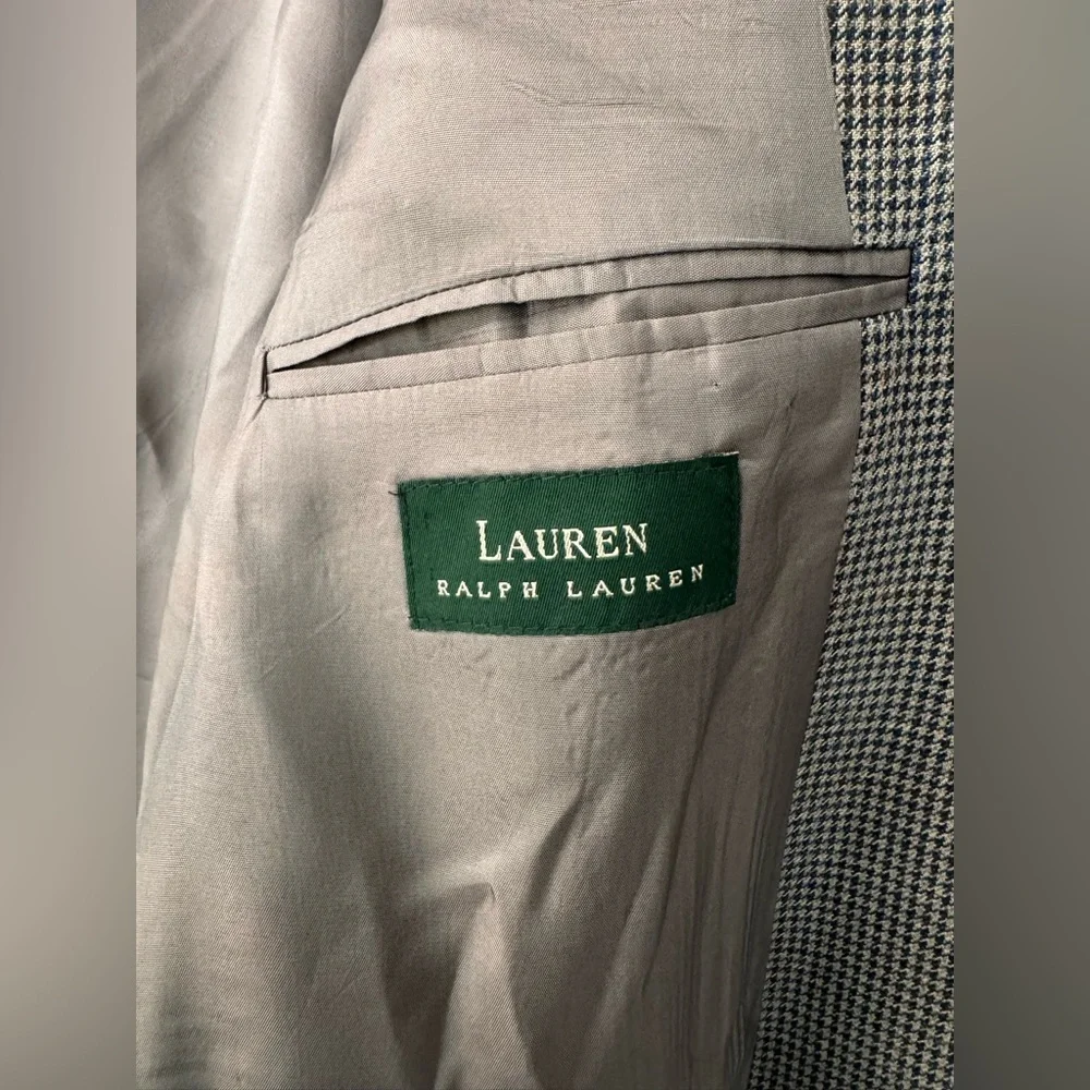 Lauren Ralph Lauren Wool/Silk Houndstooth Blazer Sport Coat | Size 43R